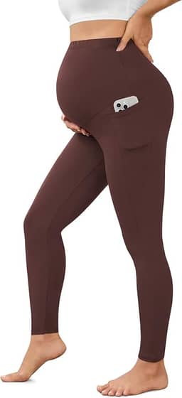 Leggings femininas para gestantes com bolsos sobre a barriga, calças de ioga e atividades físicas