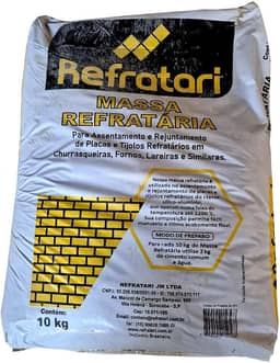 Massa Refratária Seca 10kg Para Forno Churrasqueira Plaqueta Tijolo Reforma Casa Decoração