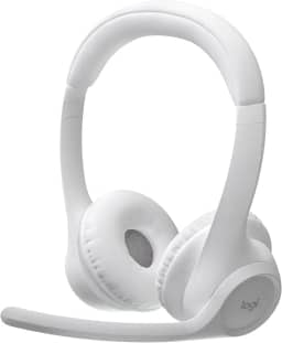 Headset Sem Fio Logitech Zone 300 Com Microfone Flip-to-Mute com Cancelamento de Ruído, Conexão Bluetooth, Bateria Recarregável via USB-C e Almofadas Confortáveis - Branco