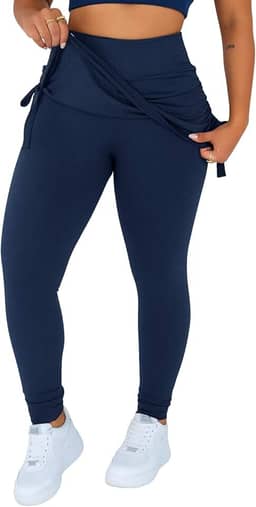 Calça legging Com Saia Plus Size para academia Legging tapa bumbum com saia repuxada legue para academia G1, G2 e G3 - Bella Net