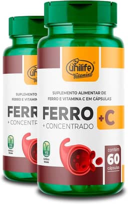 Kit 2 Ferro com Vitamina C 60 cápsulas Unilife