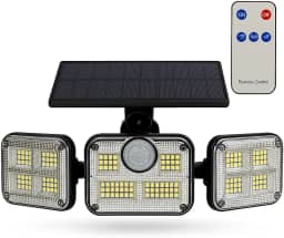 Luminária Solar Led Parede Refletor Fotovoltaica com Sensor de Movimento Luminária Solar 3000mAh à Prova D’Água com Controle Remoto Holofote com Painel Área Externa Dobravel.