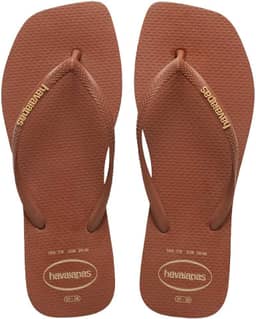 Chinelo Havaianas Slim Square Logo Pop-up Feminino - Cor Ferrugem