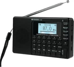 Retekess Rádio portátil de ondas curtas V115P, rádio AM FM SW WB recarregável, conexão sem fio, bateria de 1800 mAh, sintonizador digital, TF/AUX, gravação, lanterna, temporizador de sono, despertador