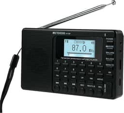 Retekess Rádio portátil de ondas curtas V115P, rádio AM FM SW WB recarregável, conexão sem fio, bateria de 1800 mAh, sintonizador digital, TF/AUX, gravação, lanterna, temporizador de sono, despertador