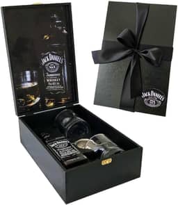 Box Presente Whisky 375ml com 2 Copos e Dosador – Kit Masculino Elegante para Natal, Dia dos Pais, Namorados, Aniversários e Corporativo