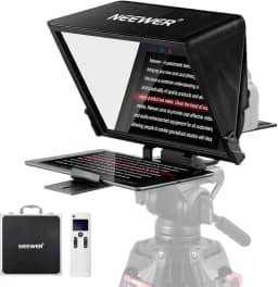 Teleprompter Dobrável Neewer X14 Pro Portátil Preto, Compatível com Tablets Até 14 pol. Controle Remoto, Vidro de Alta Performance, Montagem em Tripé, Ideal para Gravações Profissionais e Transmissões