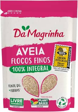 Aveia Da Magrinha 250g – Flocos Finos, Integral, Fonte de Fibras, Sem Lupas de Alto Teor, Ideal para Mingaus, Receitas e Café da Manhã Saudável