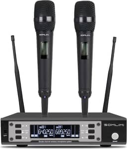 SOMLIMI original EW135G4 Sem Fio Microfone Profissional para Cantares Performances dePalco Karaoke Conferenciada lgreja Palestr (135-Black)