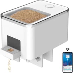 GEZIEKID Alimentador automático de peixes WiFi para aquário, dispensador de alimentos para aquário com controle de aplicativo, alimentado por USB, adequado para tanques pequenos, alimentos peletizados
