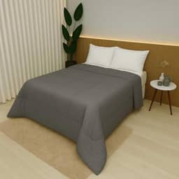 Edredom Casal e King 100% Algodão 400 Fios Dupla Face Grosso para Inverno – Antialérgico e Aconchegante (Cinza,King)