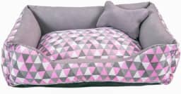 Cama para Cachorro Médio 60X50 Com Zíper Estampa Geométrico Rosa Cinza