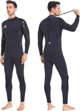 Roupa de mergulho masculina feminina de neoprene – BEEK 3 mm roupa de mergulho térmica com zíper nas costas maiô de manga comprida para mergulho quente de corpo inteiro para surfe, snorkeling,