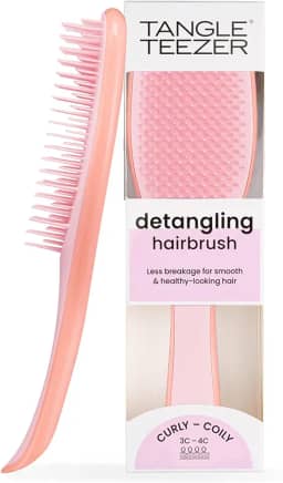 Tangle Teezer - Escova de cabelo desembaraçadora The Wet Detangler para texturas grossas a crespas. Ideal para o uso em fios úmidos Cor: Mango Pink