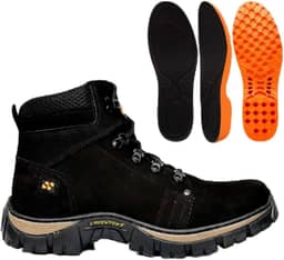 Coturno Adventure Trail Spiller Shoes, Bota em Couro Nobuck, Solado Antiderrapante para Trilha
