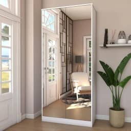 Sapateira Rubi 2 Portas com Espelho 1 Gaveta para 15 Pares de Sapato Branco - Panorama Móveis