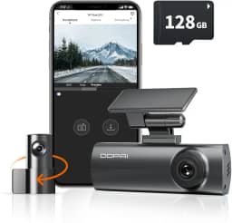 DDPAI N1 Dual Câmera Veicular Frontal Traseira 1296P+1080P, Dachcam com WiFi, Câmera para Carro com Visão Noturna, Aplicativo, Supercapacitor, Gravação em Loops, Estacionamento 24H (N1+128G Cartão SD)