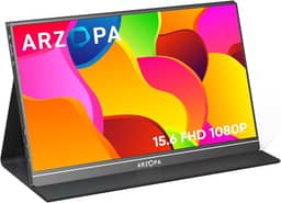 Monitor portátil ARZOPA, monitor de laptop FHD 15,6'' 1080P USB C HDMI, tela de computador HDR Eye Care, tela externa com capa inteligente para Mac Phone Xbox PS5-S1 Table