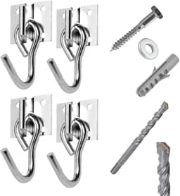 Kit 4 Gancho De Rede Aço Reforçado C/Parafusos E Buchas + Broca