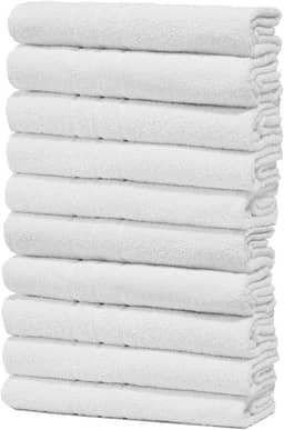Kit Com 10 Toalhas de Banho Profissional Prata Alta Absorção 70x130cm - Central Toalhas - Costura Dupla Reforçada (Branco Off White)