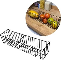 Cesto de Frutas Aramado para Cozinha Organizador de Parede Multiuso em Aço para Frutas e Produtos (Preto, N6 (47,5cm))