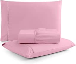 Jogo de Lençol Queen 3 Peças Micropercal 400 Fios com Ponto Palito | Toque de Hotel, Não Amassa e Anti Bolinha - Cor Rosê
