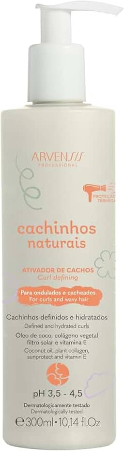 Arvensis – Ativador Cachinhos Ondulados e Cacheados 300ml | Definição, Hidratação e Brilho com Óleo de Coco, Colágeno Vegetal e Vitamina E | Filtro Solar e Antifrizz para Curvaturas 2A a 3B