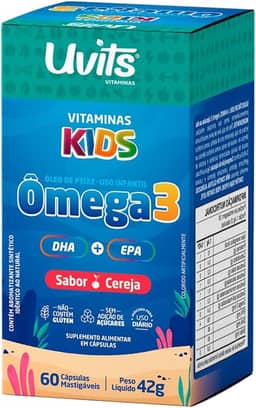 Ômega 3 Kids 60 Cápsulas Mastigáveis Sabor Cereja - Uvits