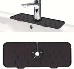 Tapete de Silicone para Pia com Drenagem – Protetor de Respingo, Organizador de Torneira, Suporte para Esponja e Sabão – Antiderrapante e Fácil de Limpar