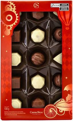 Bombons Mini Show Cacau Show ao Leite e Branco Avelã 108g