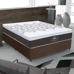Cama Box Casal Colchão Molas Ensacadas com Euro IN New York Marrom/Branco 138x188x64cm