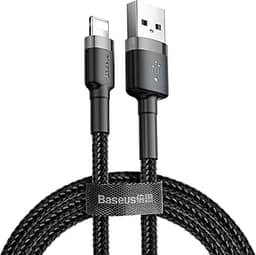 Cabo de carregamento e cabo de transferência de dados da série Baseus Cafule, USB-A e Lightning 1.5 A, 2 Meter, cinza - preto