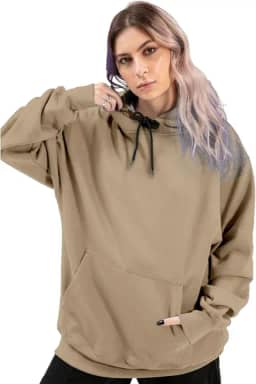 Blusa de Frio Moletom Liso Colorido Feminino Hyve Com Capuz E Bolso Canguru