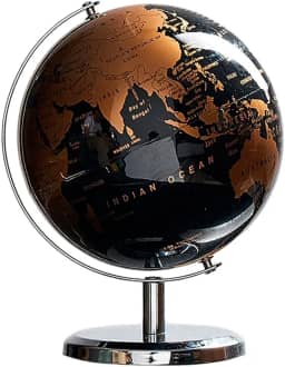 Globo Terrestre Planeta Terra Escolar Esfera Giratório Enfeite Decoração Base De Metal De Mesa Presente Preto Dourado Mapa Mundi PREMIUM LUXO SYANG (Dourado)