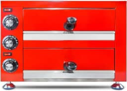 YOOKTEN Forno elétrico comercial de pizza de 30,5 cm, forno de pizza interno, máquina de pizza de aço inoxidável duplo com temporizador para restaurante, vermelho, 1100 W