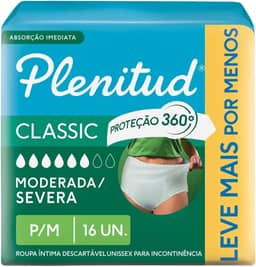 Plenitud Roupa Íntima Classic para Incontinência P/M-16 un