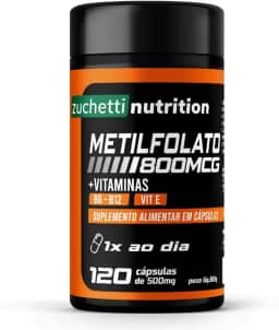 Metilfolato Ácido Fólico 800mcg 120 Cápsulas Vitamina B12 B6 Original zuchetti nutrition