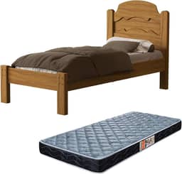 Cama Tradicional Solteiro Reforçada Iris Com Colchão. (Nature)