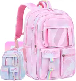 Mochila Infantil Menina Reforçada Impermeável, Bolsa Feminina Grande, Multi Compartimentos, Escolar, Passeio, Viagem