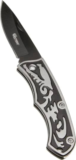 Western YG07 Canivete Dobrável, Preto/Prata, 15 cm