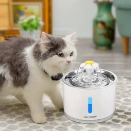 Kit Bebedouro Tipo Fonte 2,4 L Fonte para Gatos Com Filtro Pet Inox para Gatos e Cães,Bomba Ultra-Silenciosa