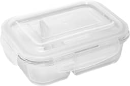 LYOR - Pote Hermético de Vidro Borossilicato Resistente A Calor com Divisória e Tampa Plástica 640ml