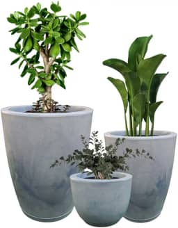 Kit 3 Vasos para Plantas Decorativo Luxo Efeito Marmorizado cor Cinza
