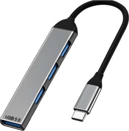 Hub USB 3.0 com 4 Portas de Alta Velocidade até 5Gbps em Alumínio – Adaptador e Extensor para Notebook, PC, Dock Station, HD Externo, Pen Drive, Teclado e Mouse – Plug & Play
