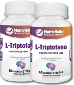 L Triptofano 1000mg 60 Cápsulas Nutrivitalle 2 Potes