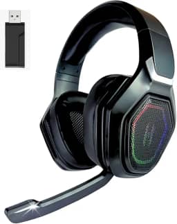 Headset Gamer 4 em 1 Wireless + Bluetooth + Cabo HYPER GT 3D Surround, RGB LIGHT, Drivers de Áudio Avançados 50mm Neodímio e Bateria Recarregável 10 HORAS para PC e PlayStation 4, 5, XBOX SERIES, ONE