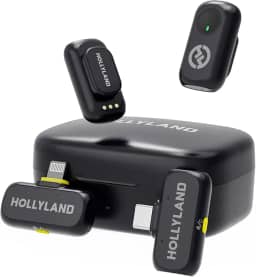 Hollyland LARK A1 Combo – Microfone Sem Fio Mini para iPhone e Android (2TX + USB-C RX + Lightning RX + Case de Carregamento), Microfone Magnético para YouTube, TikTok, Podcast e Vlogs (Preto)