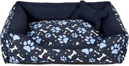 Cama para Cachorro Grande 70X55 Com Zíper Estampa Ossinho Marinho