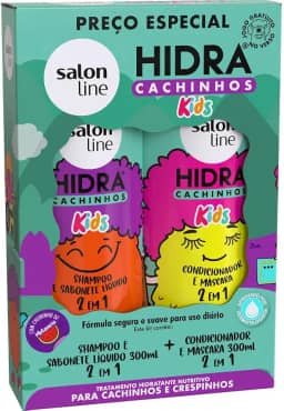 Salon Line, Kit Shampoo e Condicionador, Hidra Cachinhos Kids, Vegano - Para Cabelos Ondulados, Cacheados e Crespos, 300ml