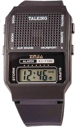 TALKING - Relógio Digital Que Fala as Horas - Ideal para Idosos ou Deficientes Visuais - Preto - Unissexo